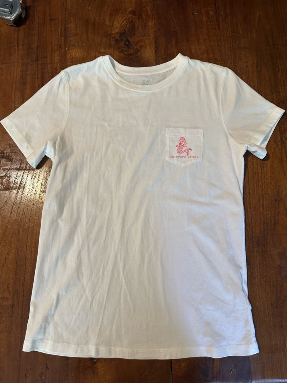 Vineyard Vines White Short-Sleeve Pocket Tee with Pink Whale